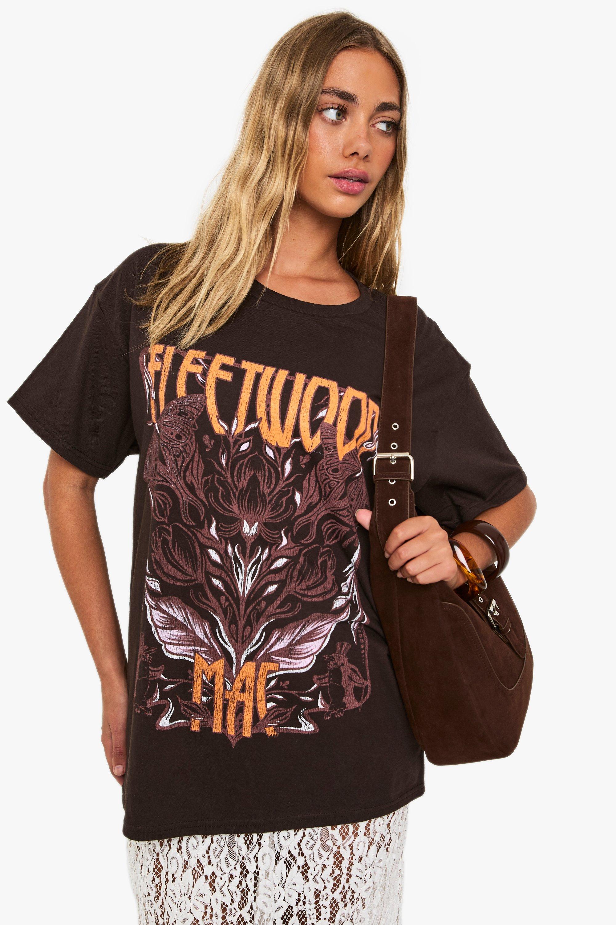 Image of Fleetwood Mac Licensed Oversized T-Shirt, Brown