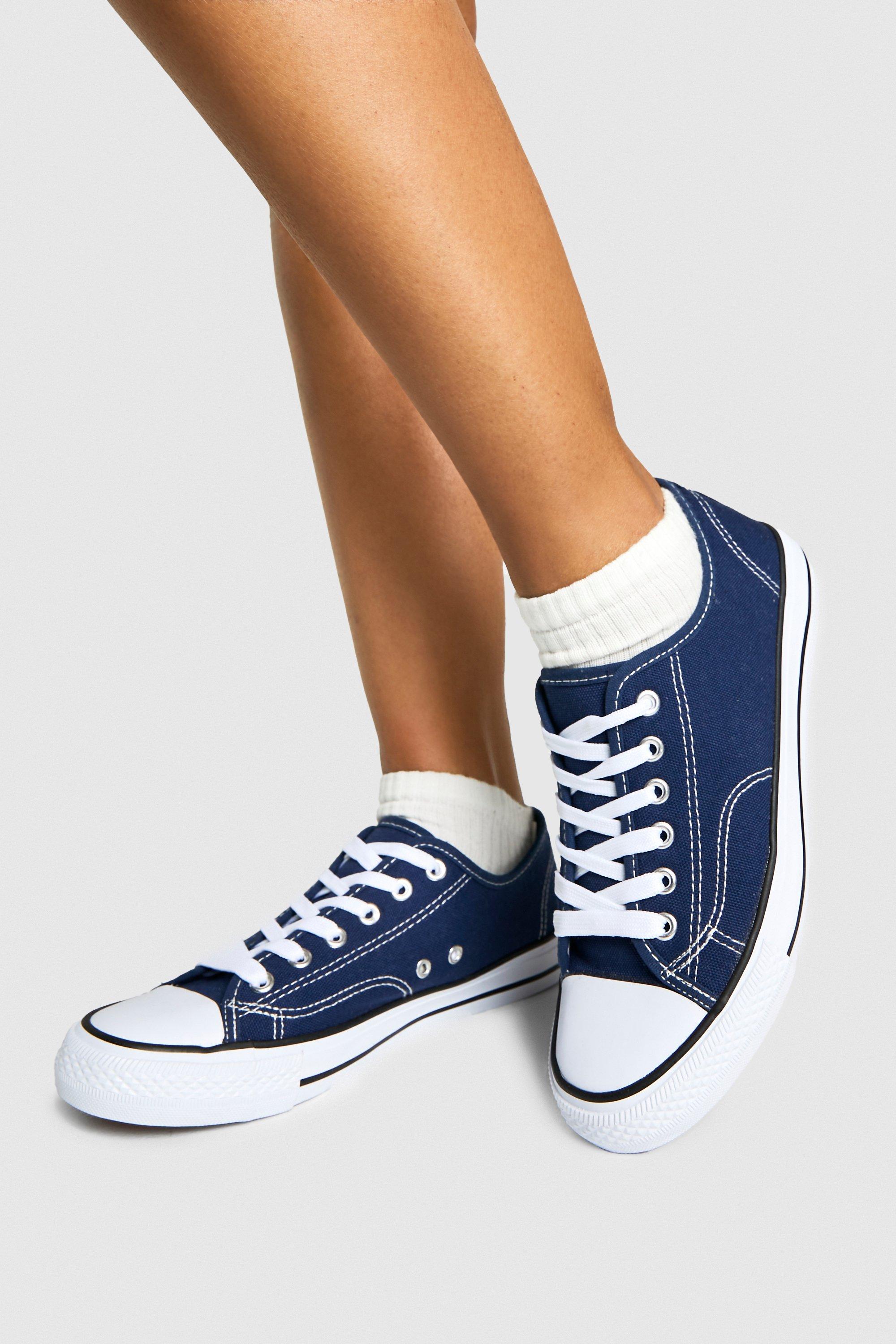 Image of Canvas Low Trainers, Navy
