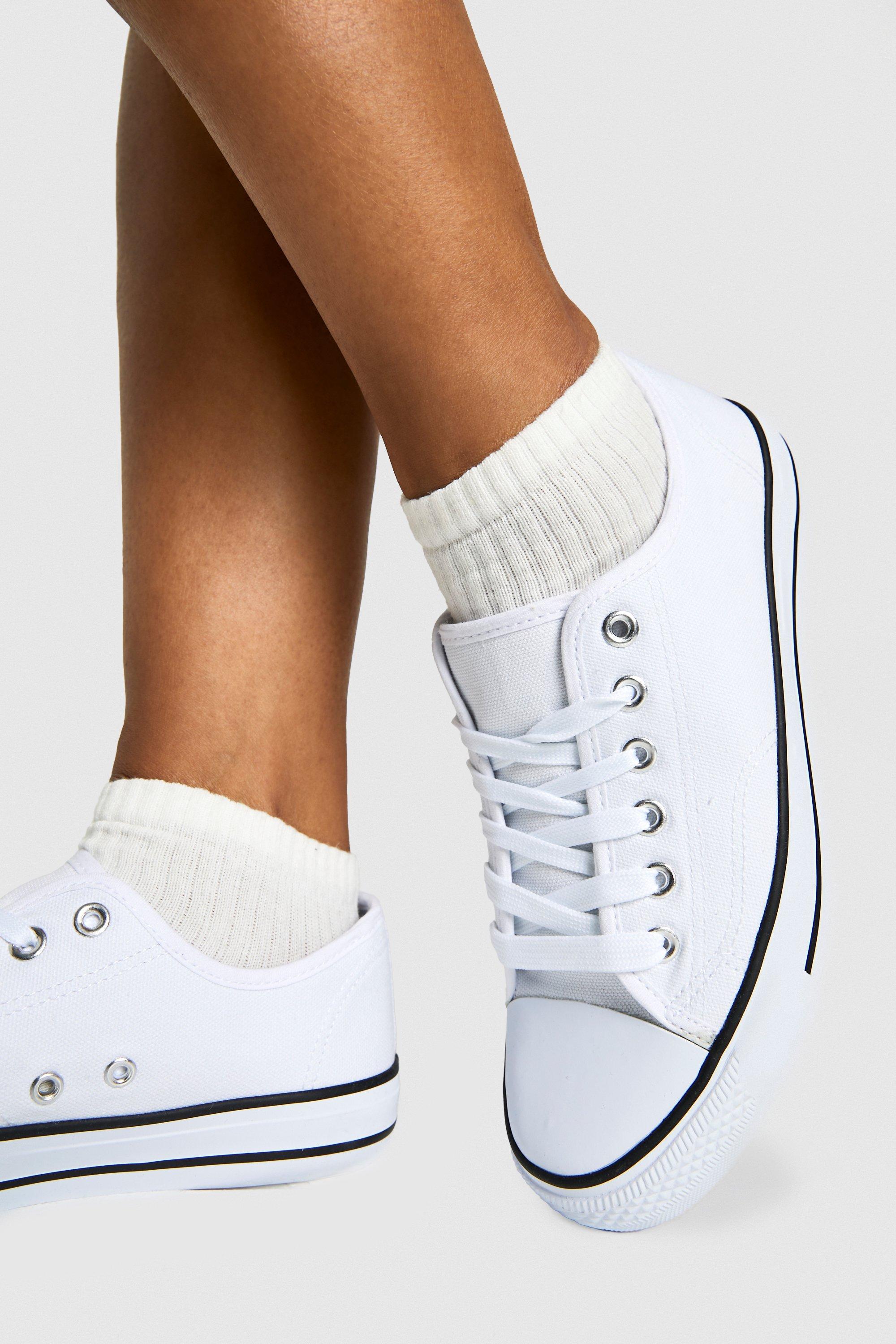 Image of Canvas Low Trainers, Bianco
