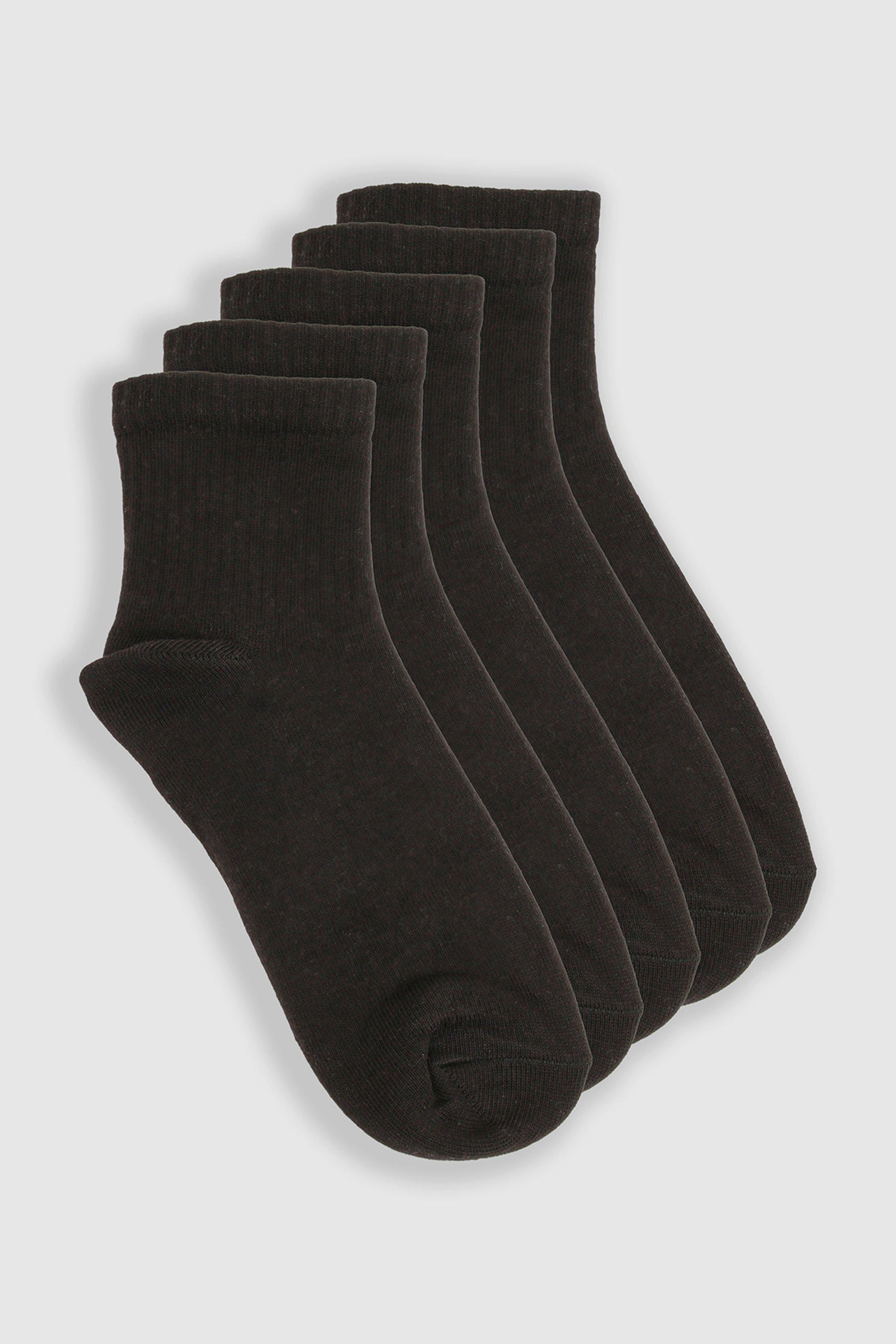 Image of Plain Black 5 Pack Ankle Sport Socks, Nero