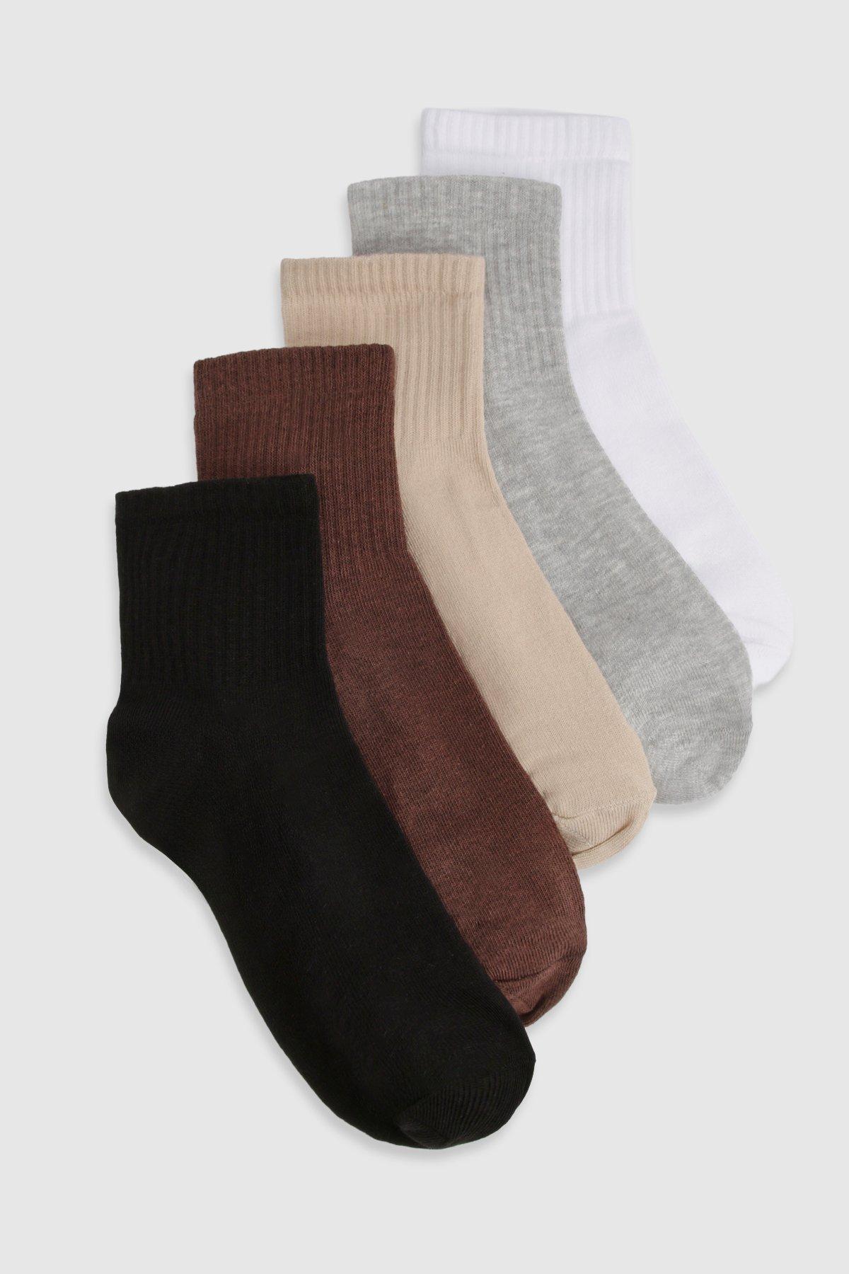Image of Plain Tonal 5 Pack Ankle Sport Socks, Multi