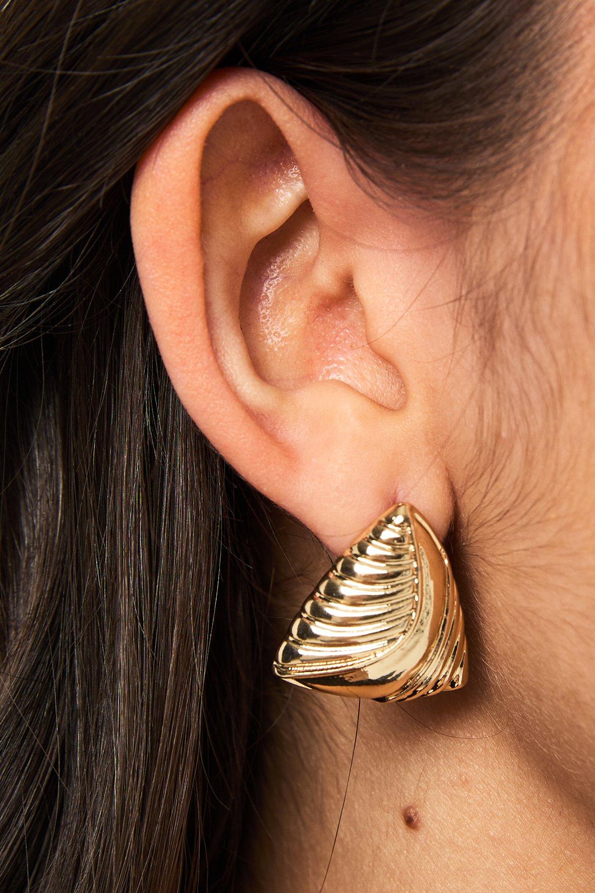Image of Embossed Stud Earrings, Metallics