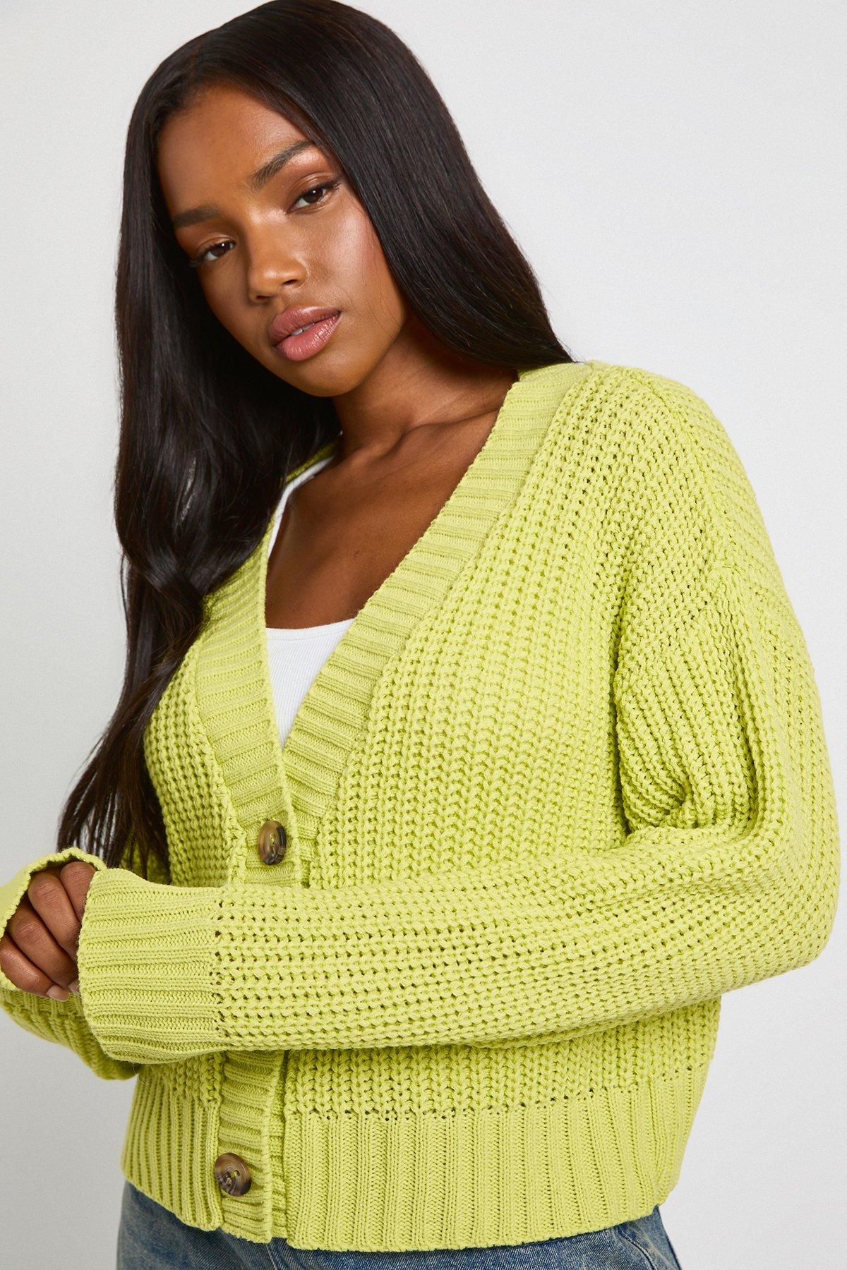 Image of Chunky Knit Cropped Cardigan, Giallo