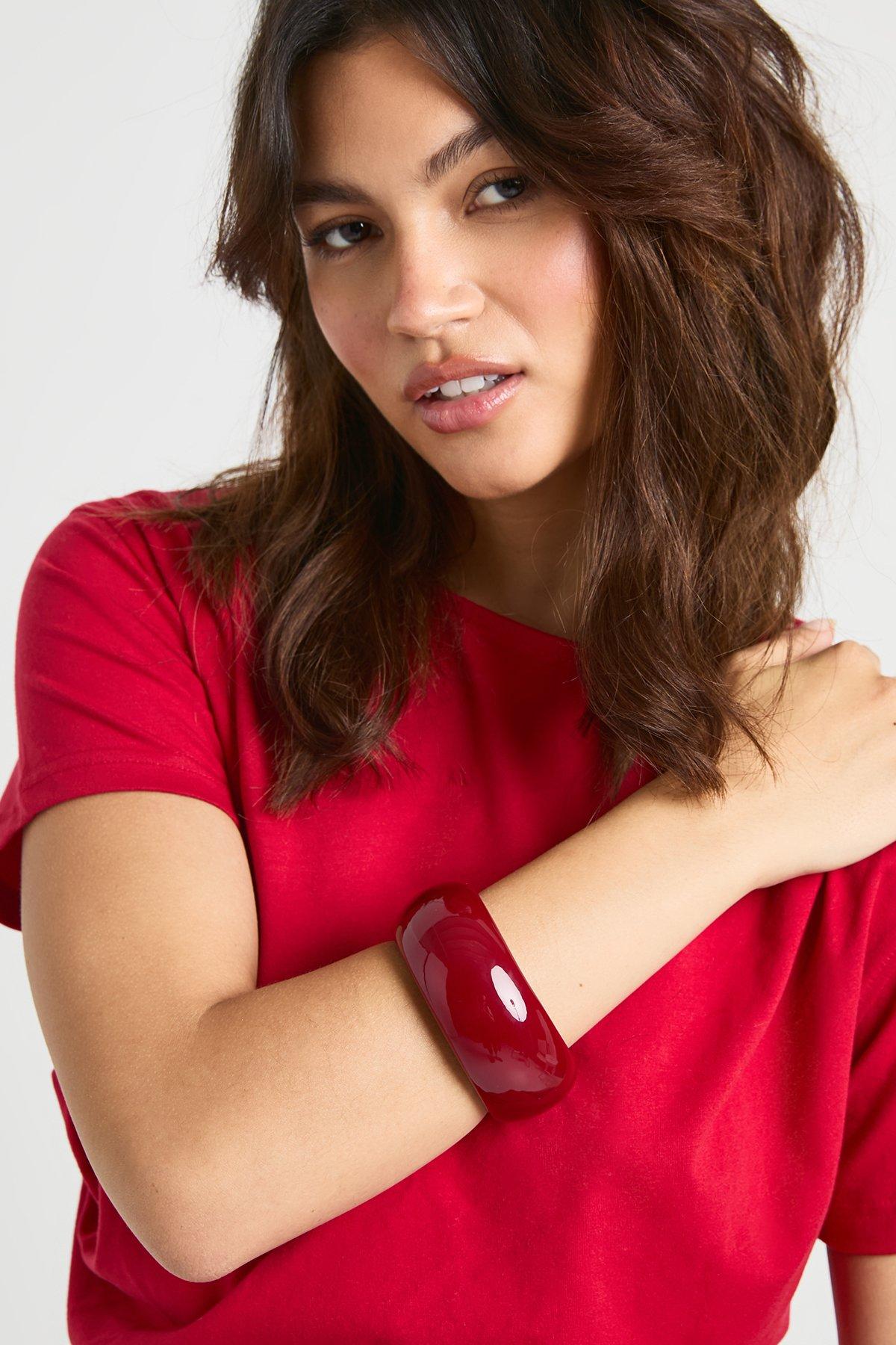Image of Burgundy Chunky Bangle, Rosso