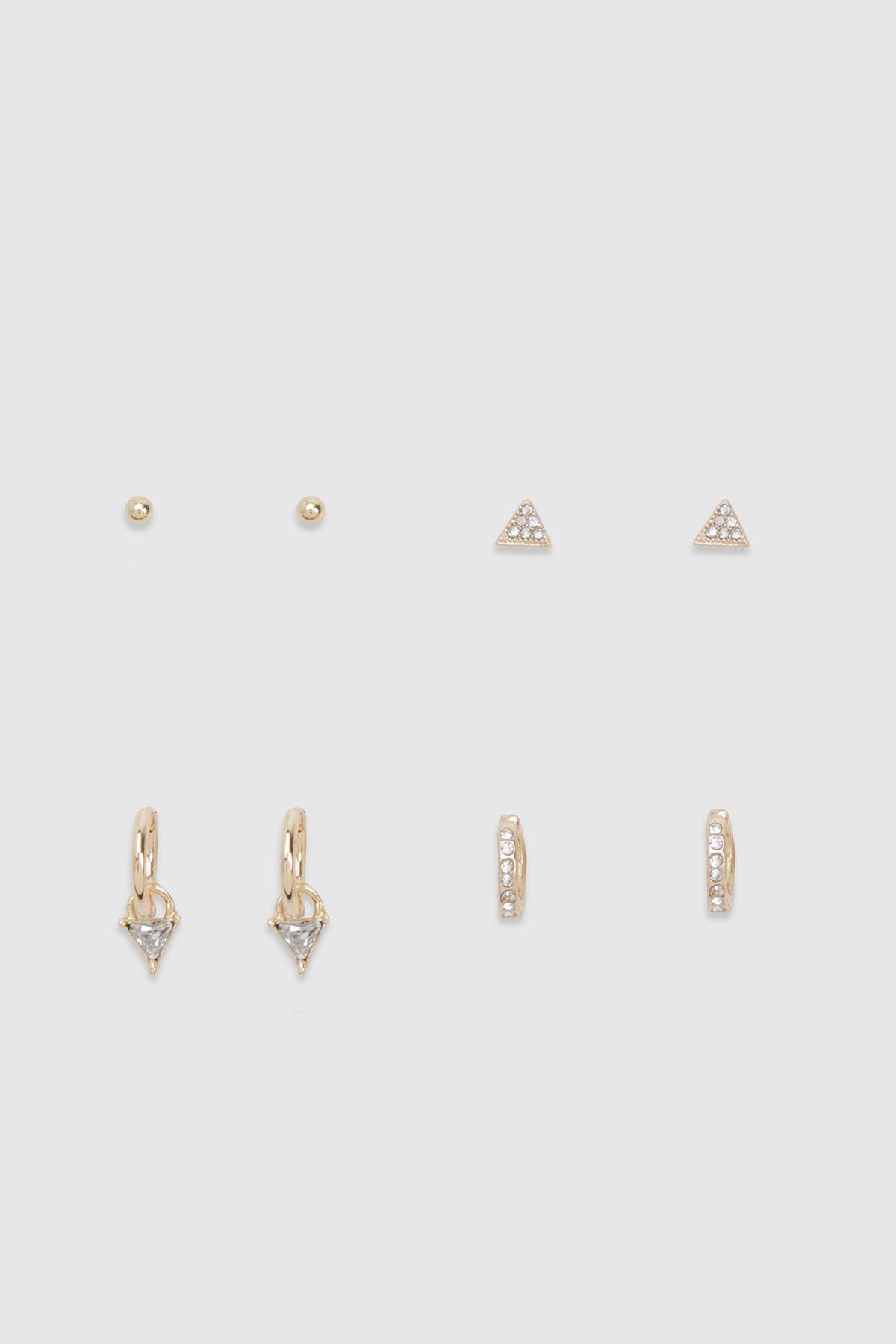Image of Stud & Hoop Earrings 4 Pack, Metallics