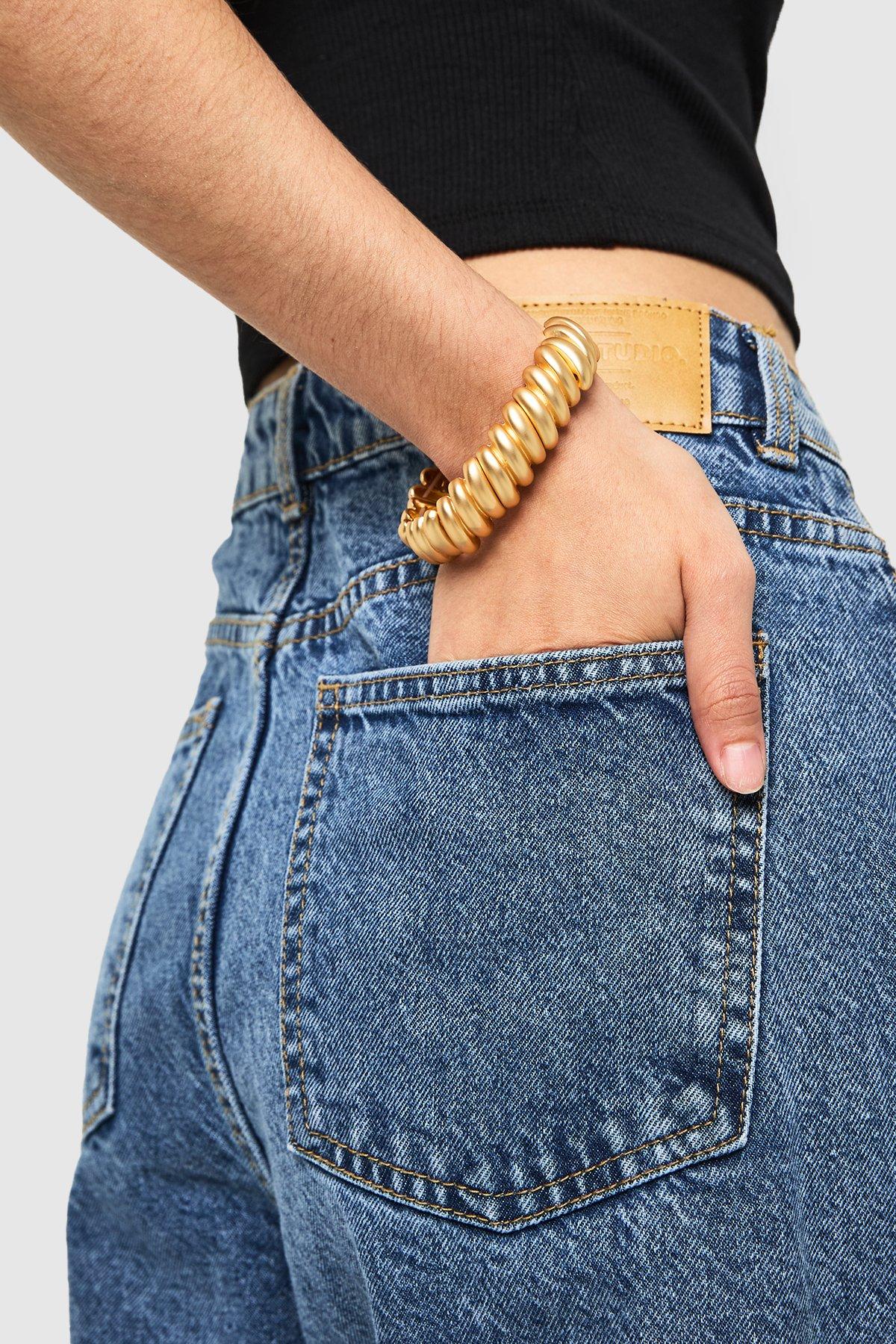 Image of Brushed Elasticated Slim Bangle, Metallics
