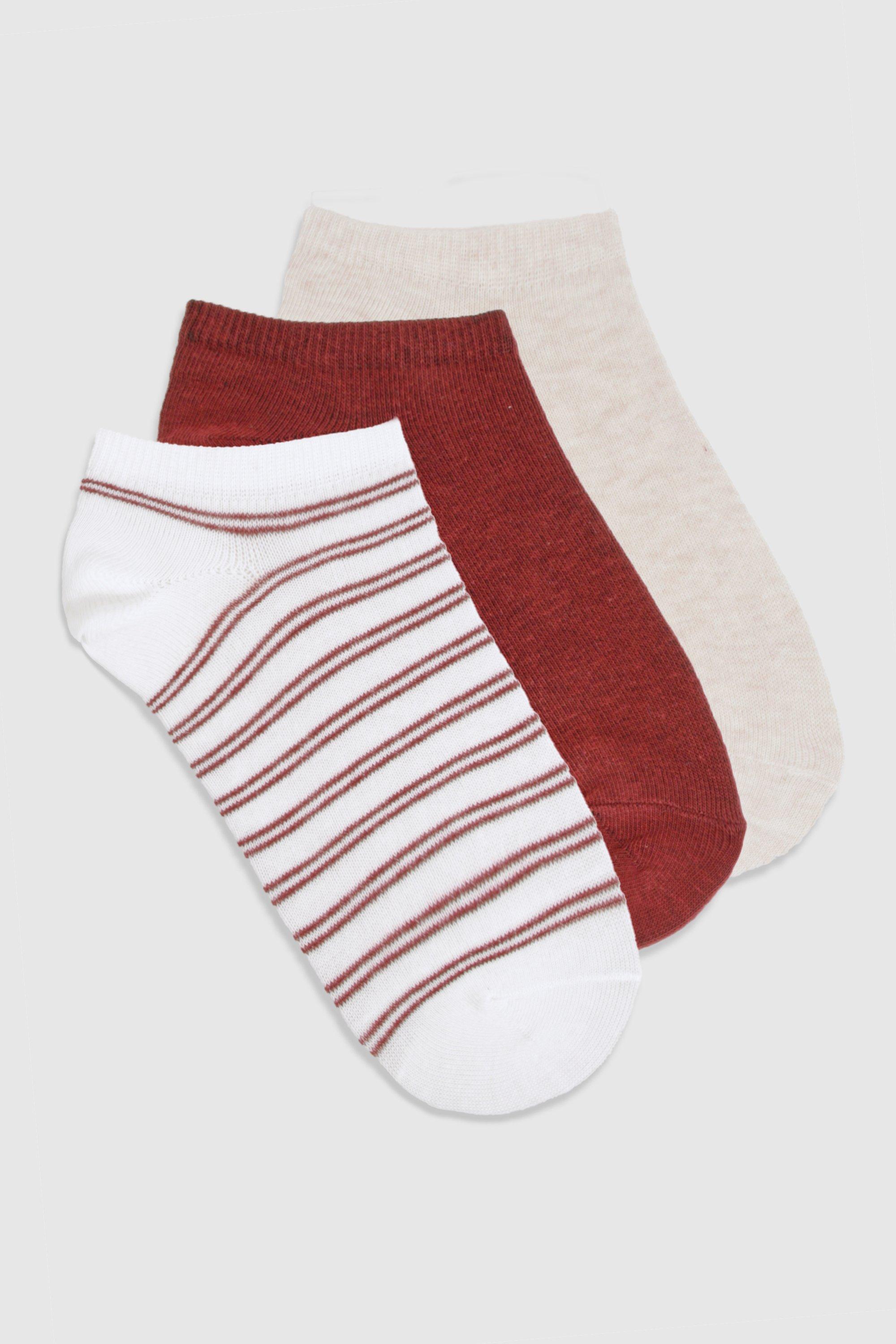 Image of Striped Ankle Socks 3 Pack, Rosso
