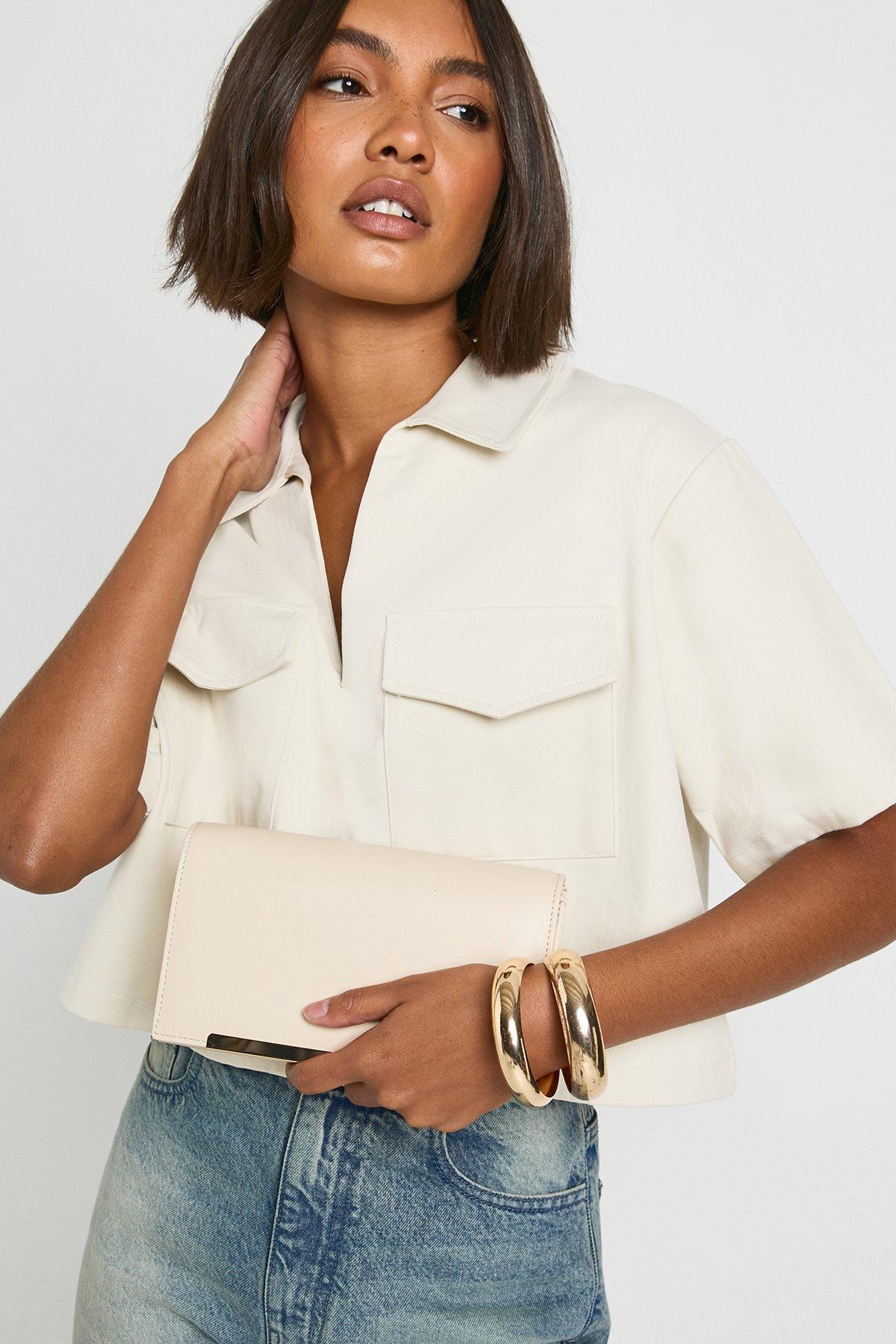 Image of Large Structured Crossbody Bag, Cream