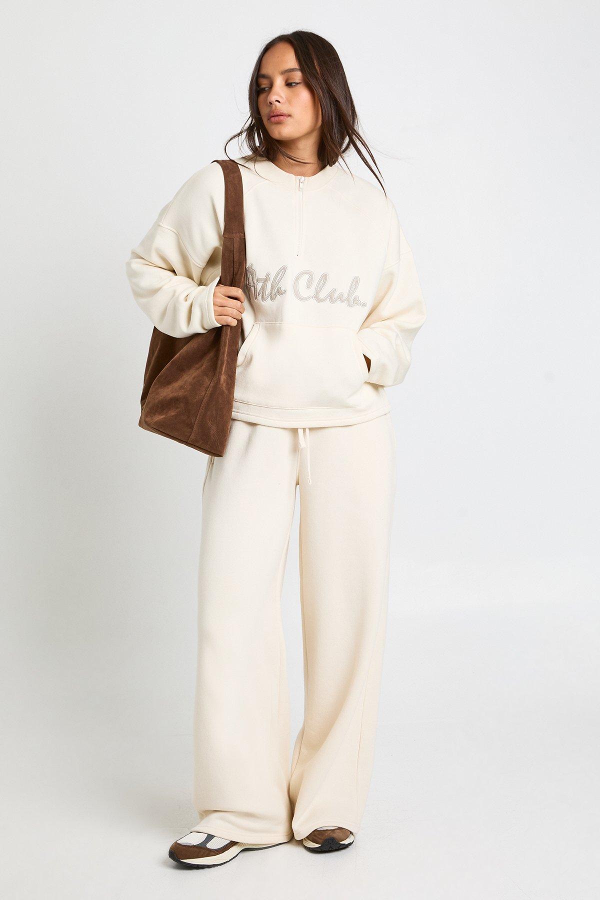 Image of Ath Club Towelling Applique Straight Leg Jogger, Bianco