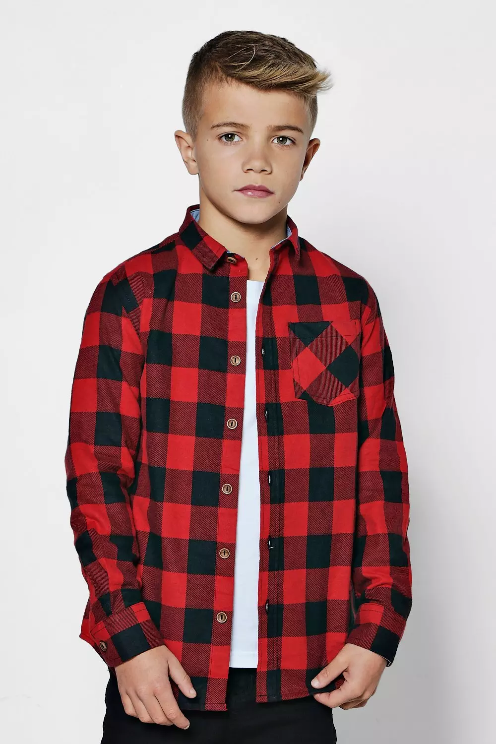 Boys red check store shirt