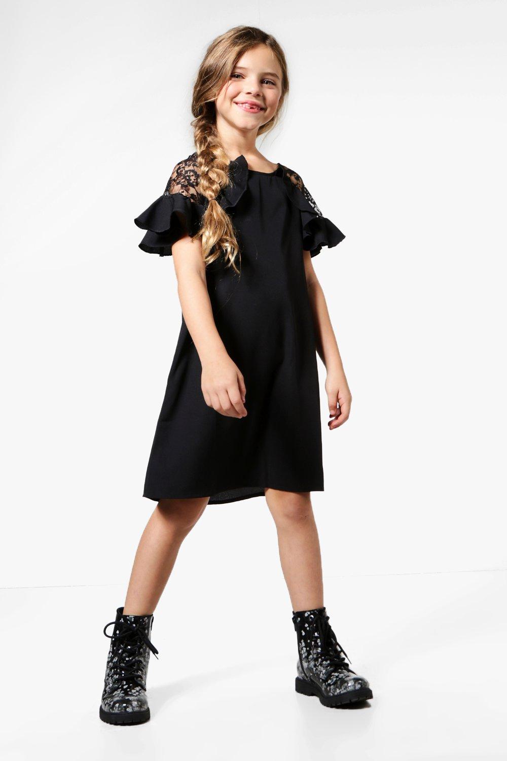 boohoo black ruffle dress