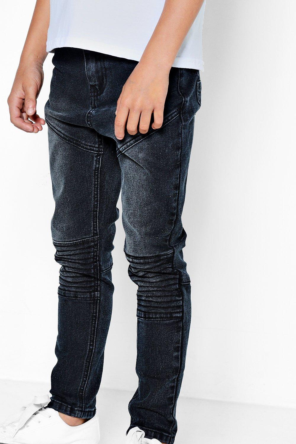 boys black biker jeans