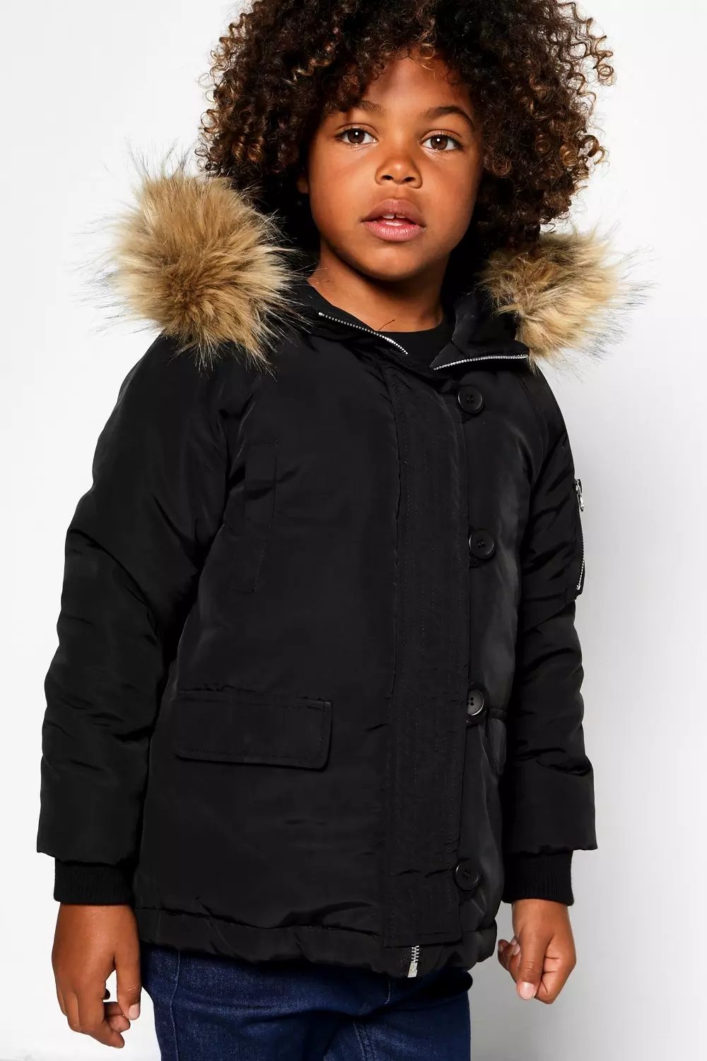 Boys faux fur cheap hooded parka jacket