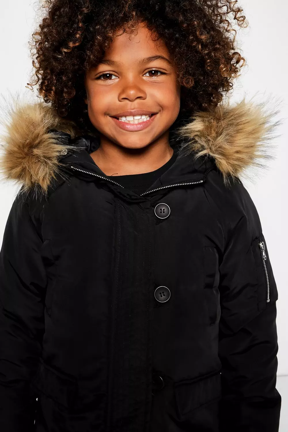 Boys faux fur hot sale hooded parka jacket