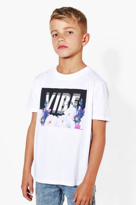 Boys Floral Print Vibe T-Shirt | Boohoo