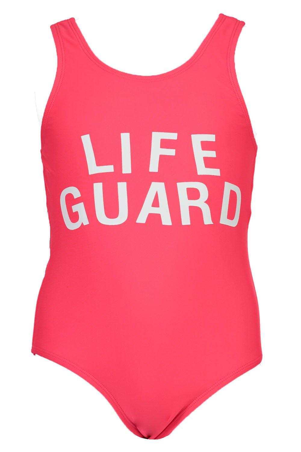 red lifeguard swimsuit