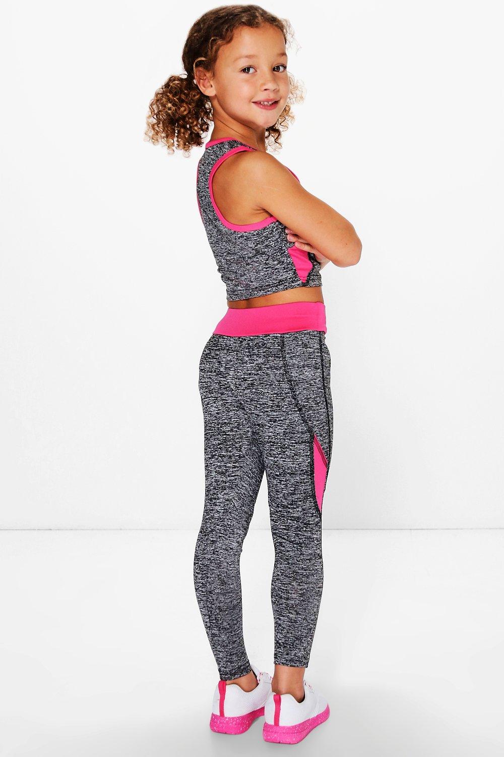 girls sports crop top and leggings