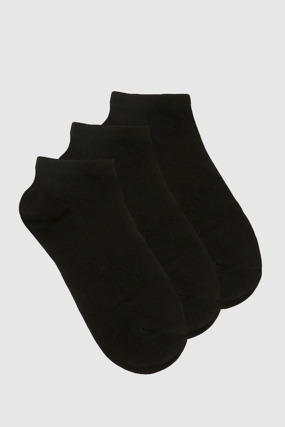 Womens Trainer Socks 3 Pack - Black - One Size, Black