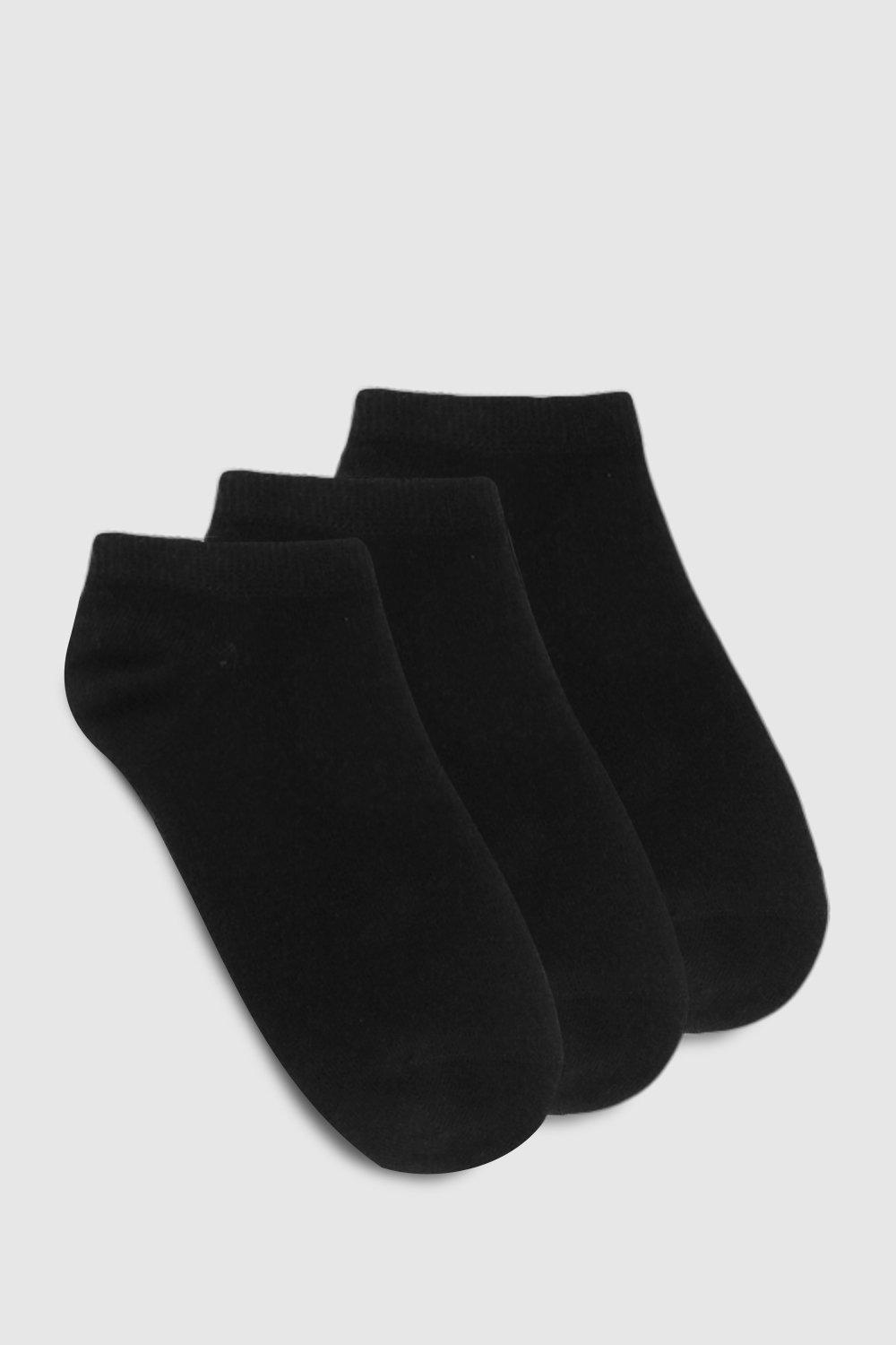 Womens 3 Pack Trainer Socks - Black - One Size, Black