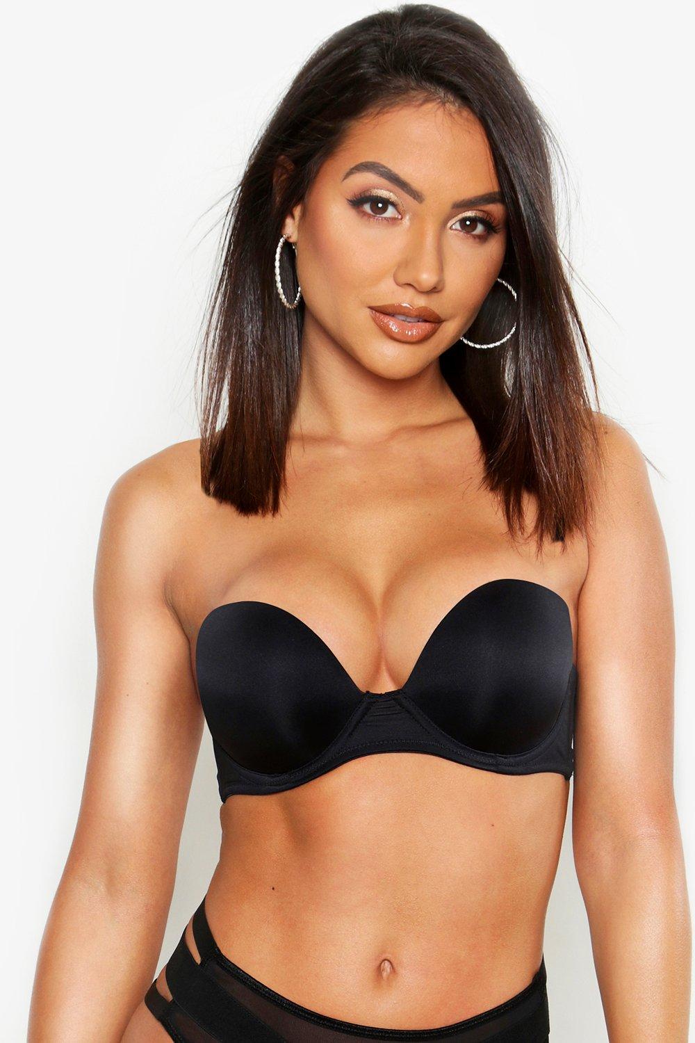 Womens Super Push Up Strapless Bra - Black - 34A, Black