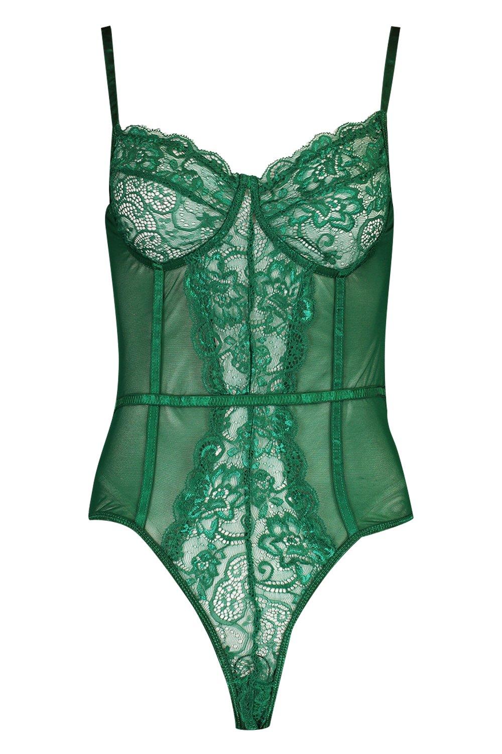 emerald green lace bodysuit