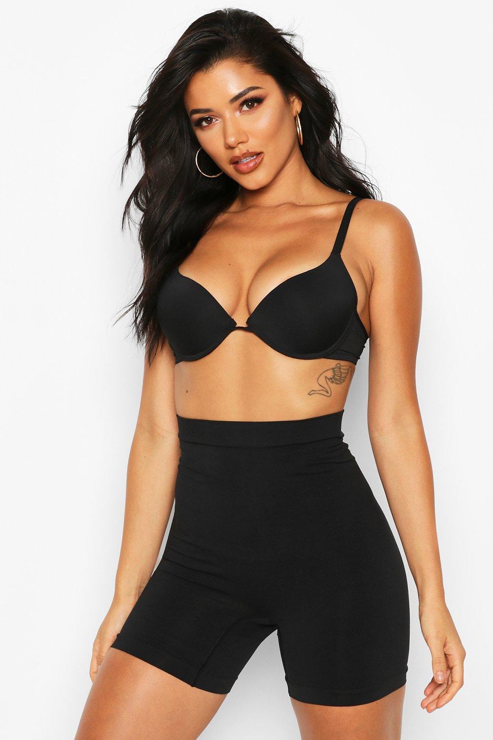 womens high waist control short - black - m, black