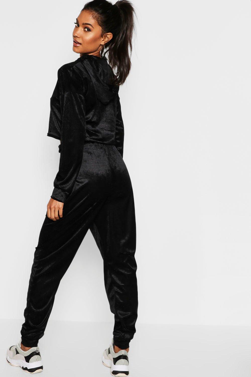 velvet tracksuit black