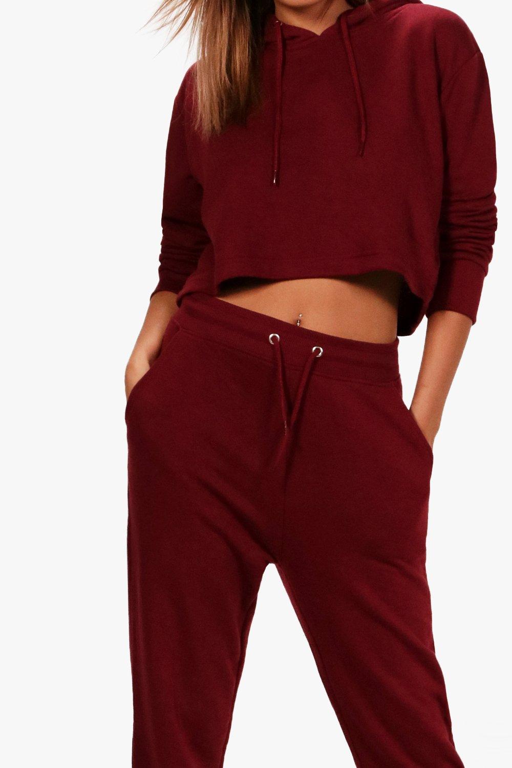 burgundy crop hoodie