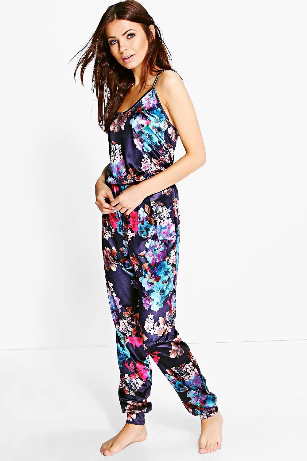 satin floral jumpsuit