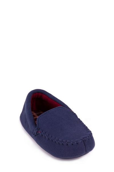 Moccasin Slipper with Contrast Check Lining