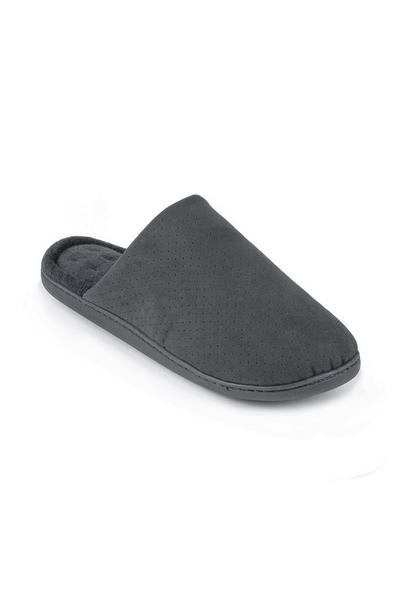 Perforated Suedette Mule Slippers