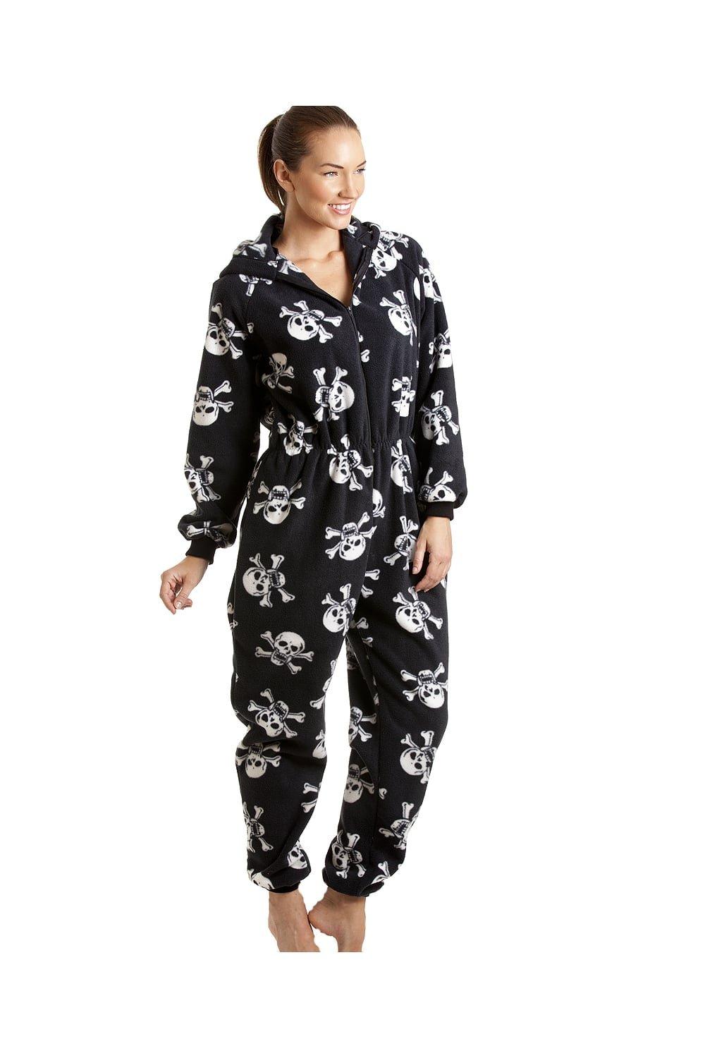 Luxury All In One Skull Print Hooded Fleece Onesie