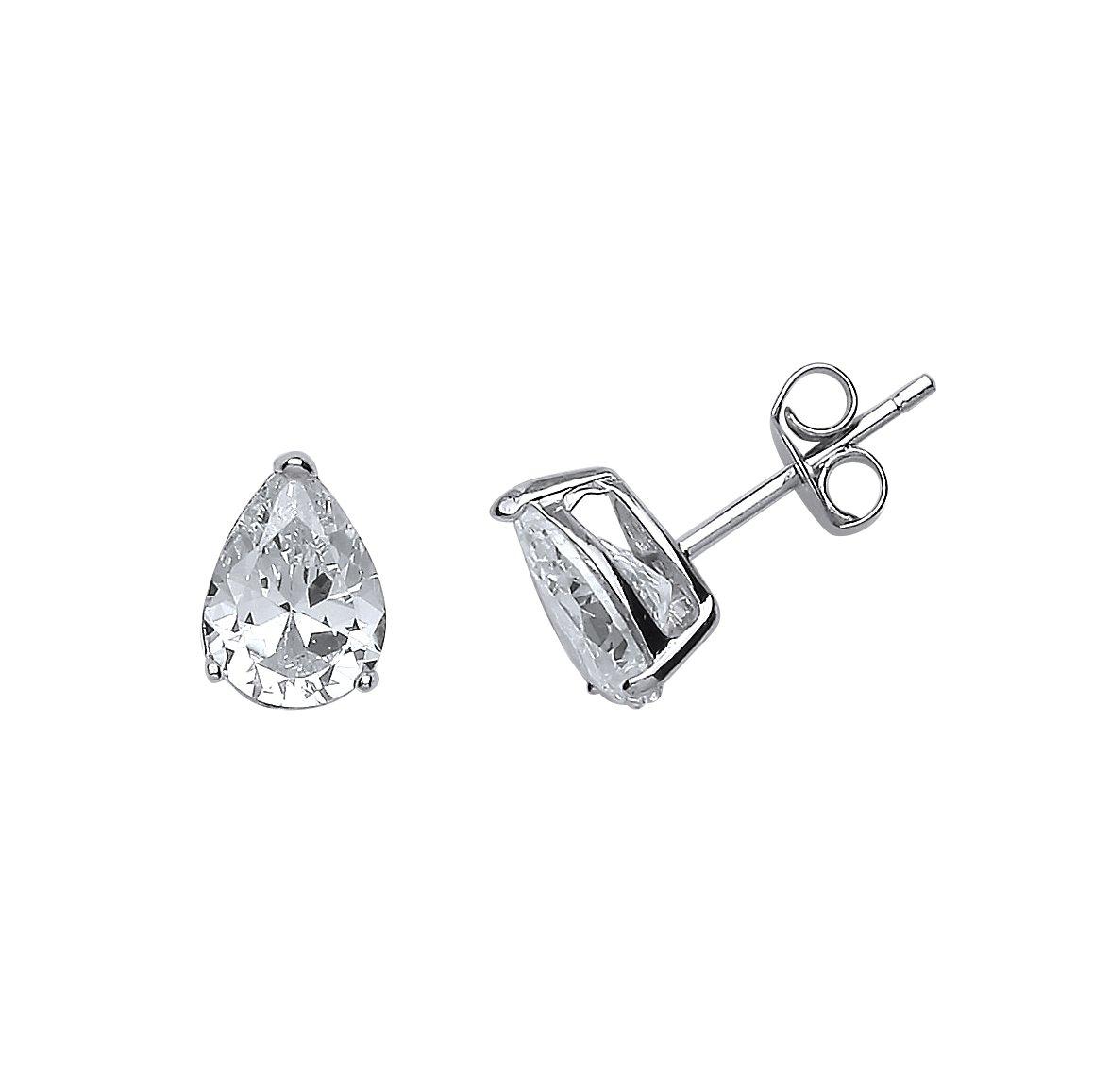 Silver Pear CZ Tears of Joy Stud Earrings - GVE497