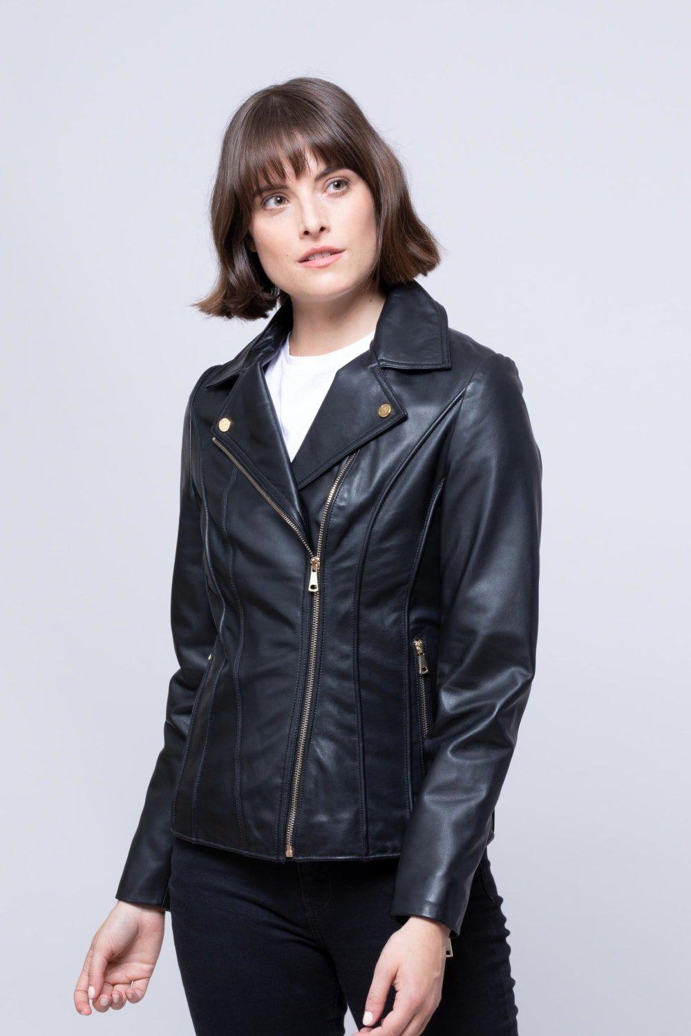 'Kylee' Classic Leather Biker Jacket