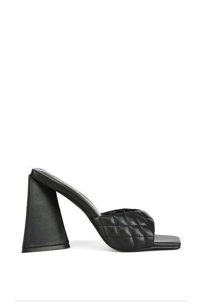 'Maylin' Quilted Square Toe Sculptured Flared High Heels