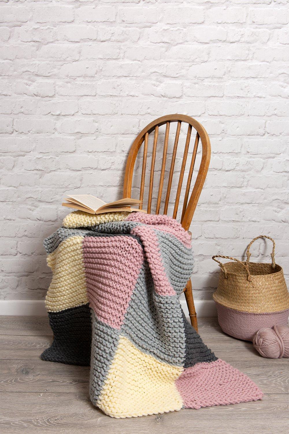 Chequered Blanket Knitting Kit - Beginner Basics | Wool Couture | US