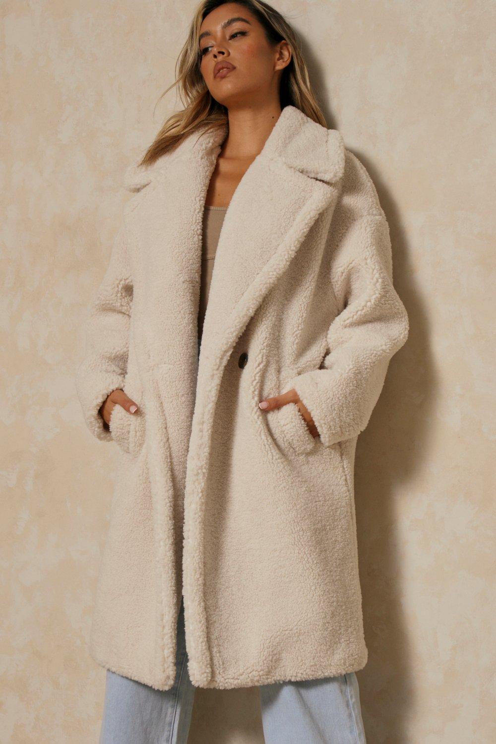 cream oversized teddy coat
