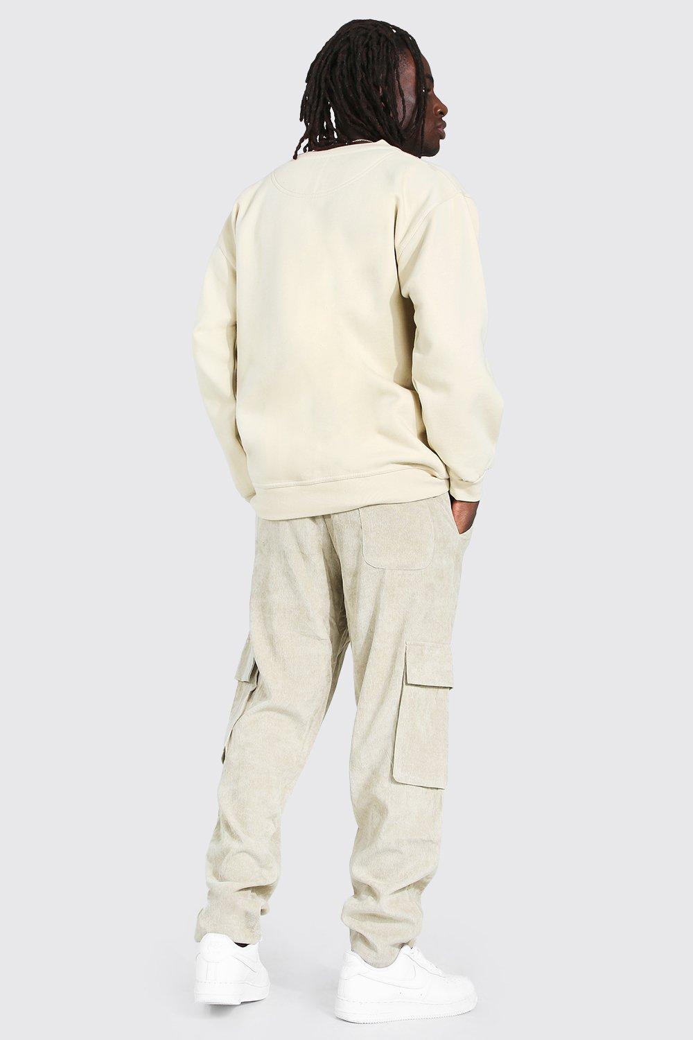 corduroy straight leg cargo trouser