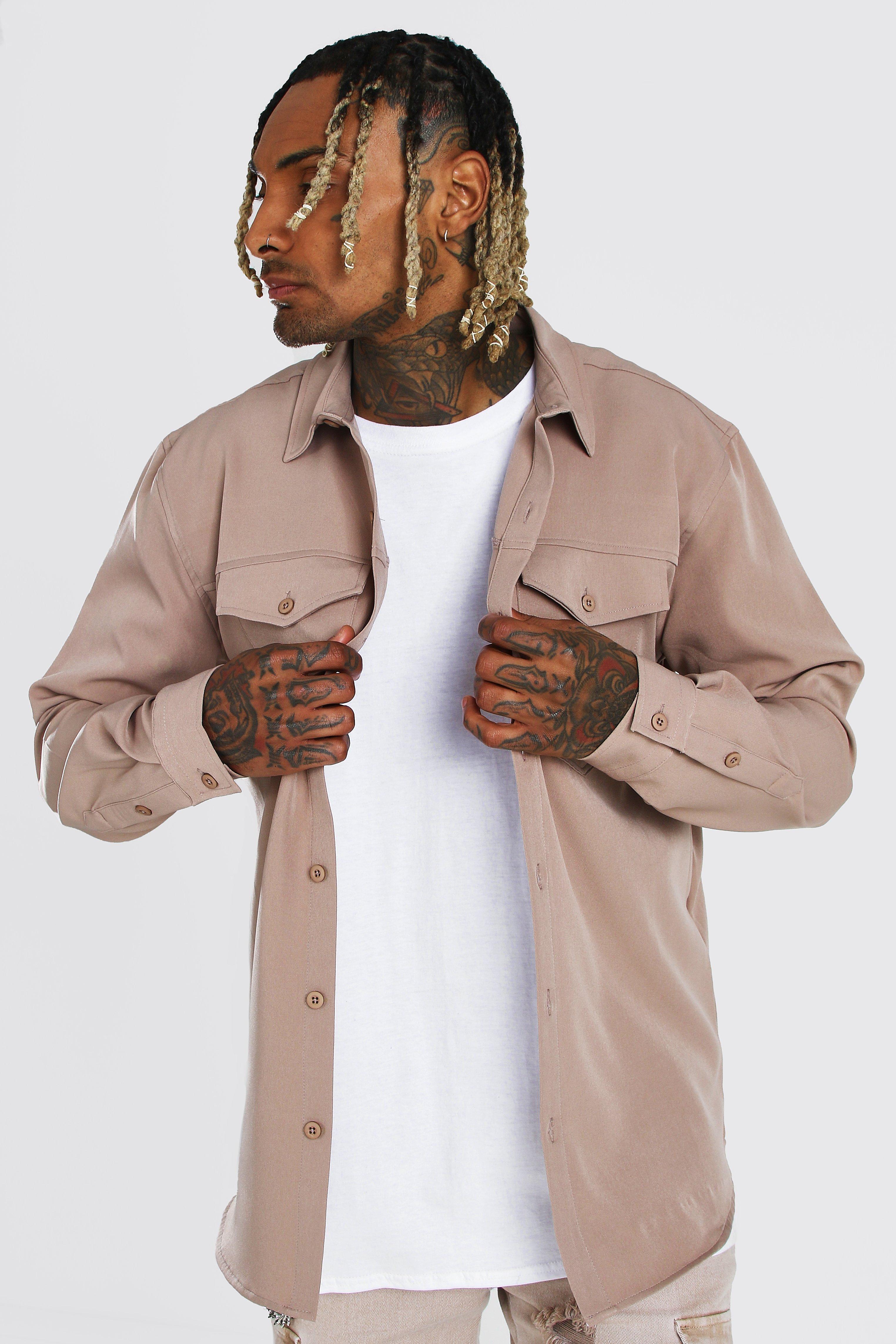 surchemise utilitaire chic homme - taupe - m, taupe