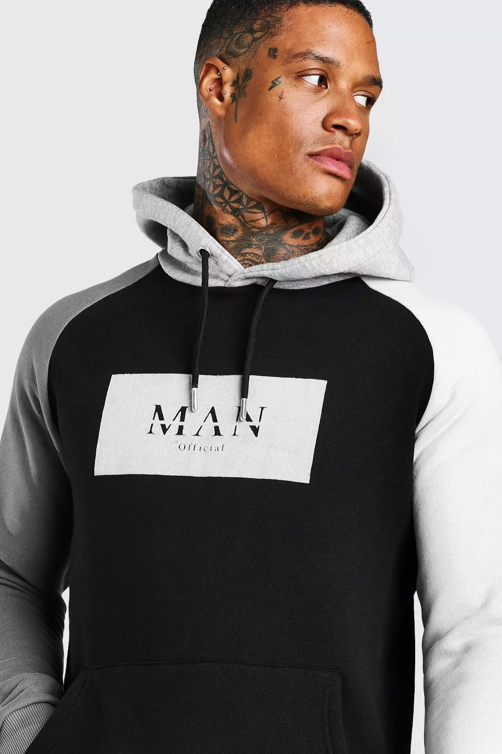 Opstå Centrum officiel Man Roman Flock Print Raglan Hoodie | boohooMAN USA