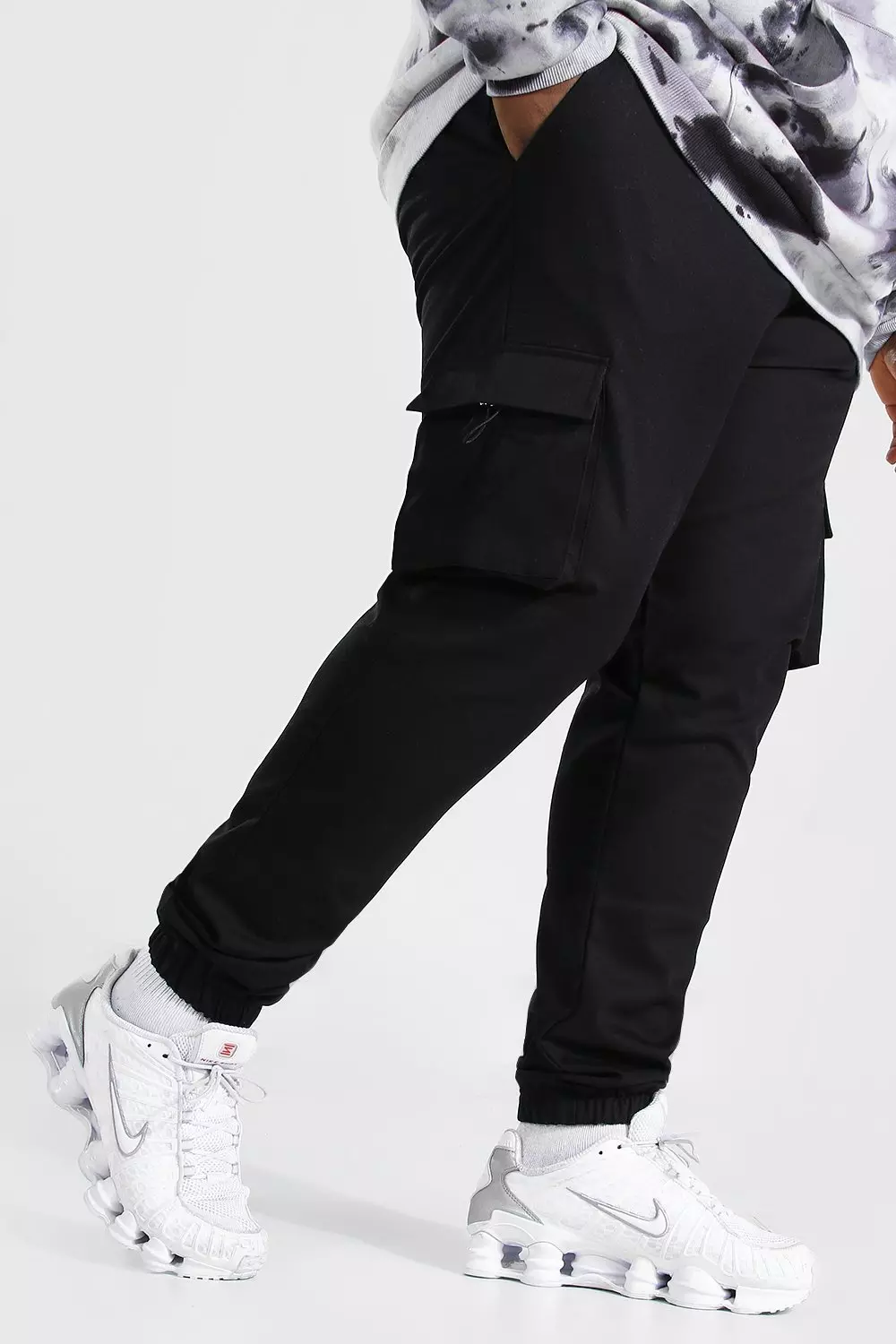 Black Cargo Pants With Toggle Detail