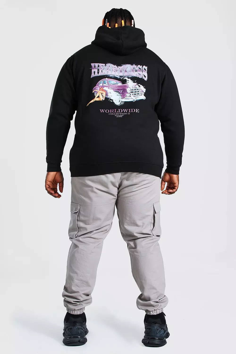 Plus Size Heartless Front And Back Print Hoodie