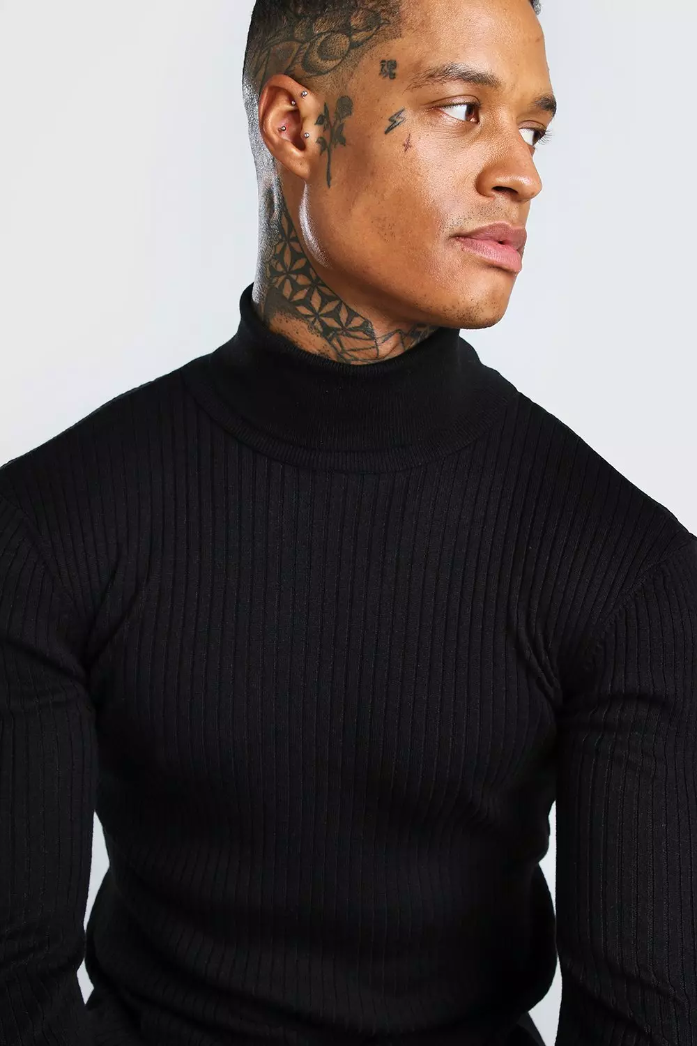 Black ribbed shop turtleneck mens