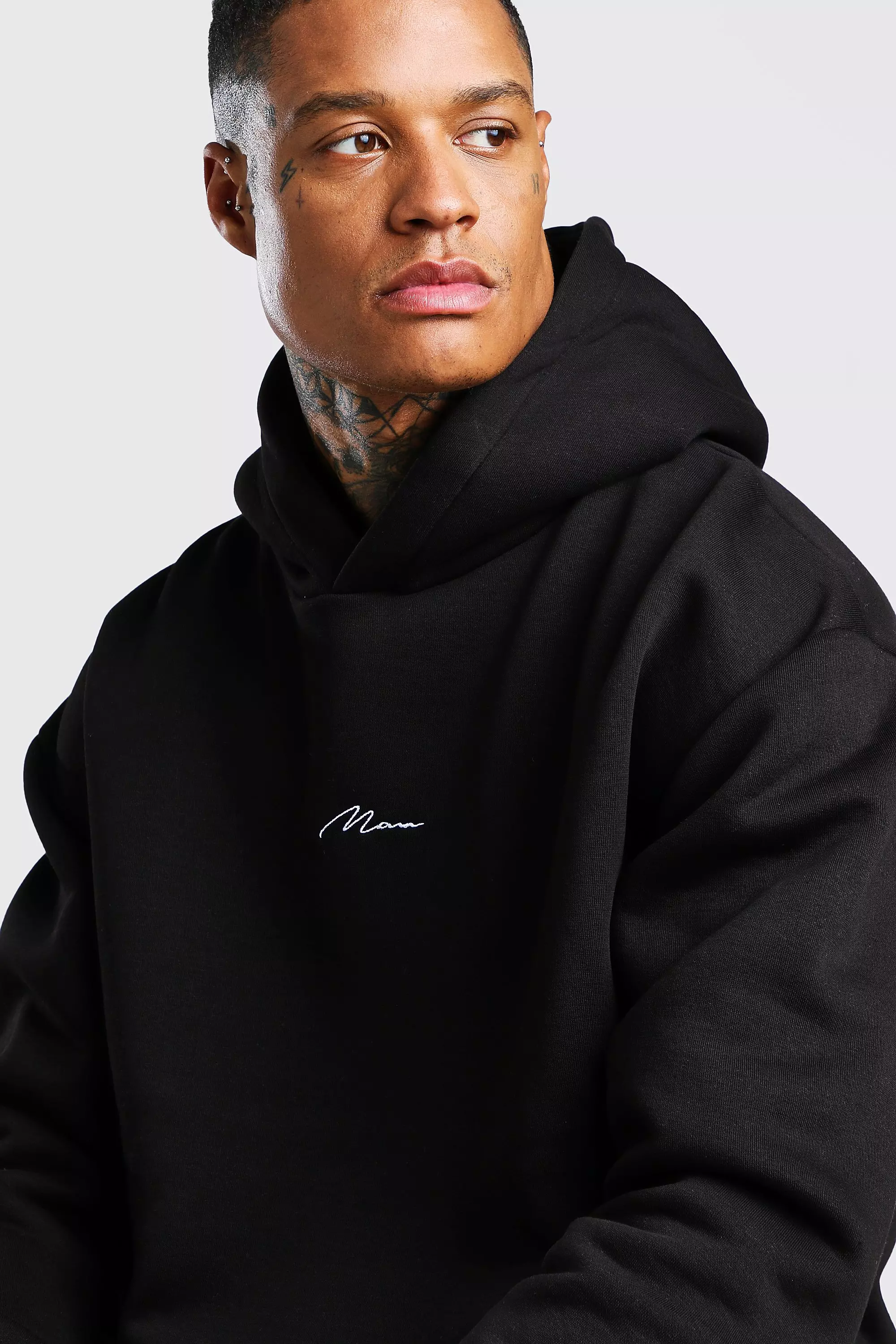 Oversized Man Signature Heavyweight Hoodie Boohooman