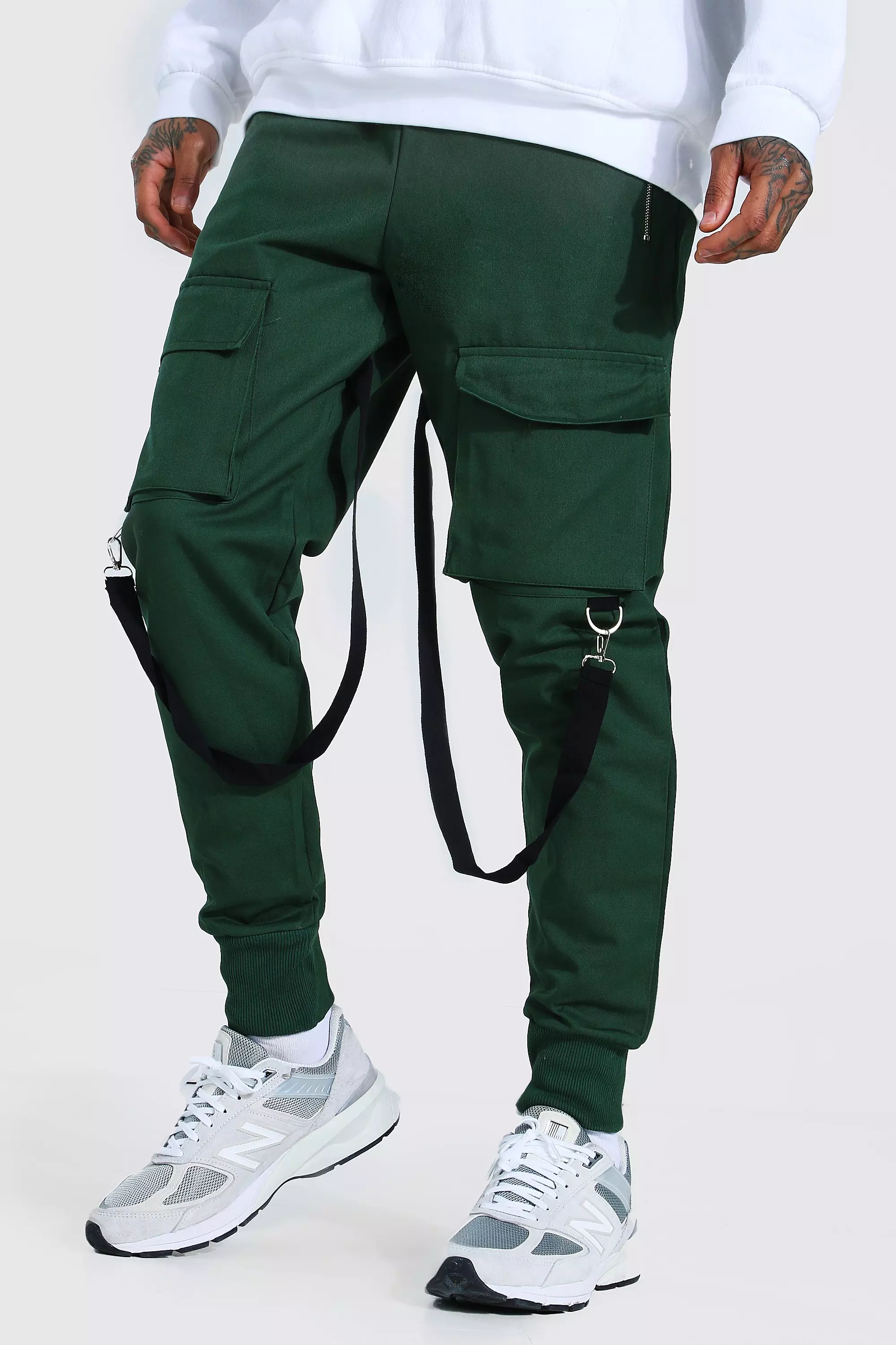 Twill Cargo Pants With Straps