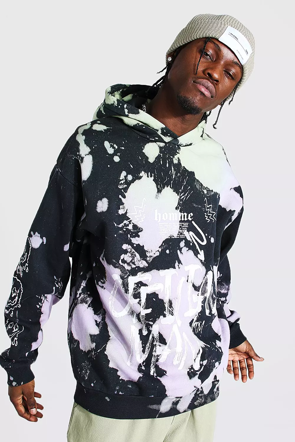 Men's Oversized Official Graffiti Tie Dye Hoodie