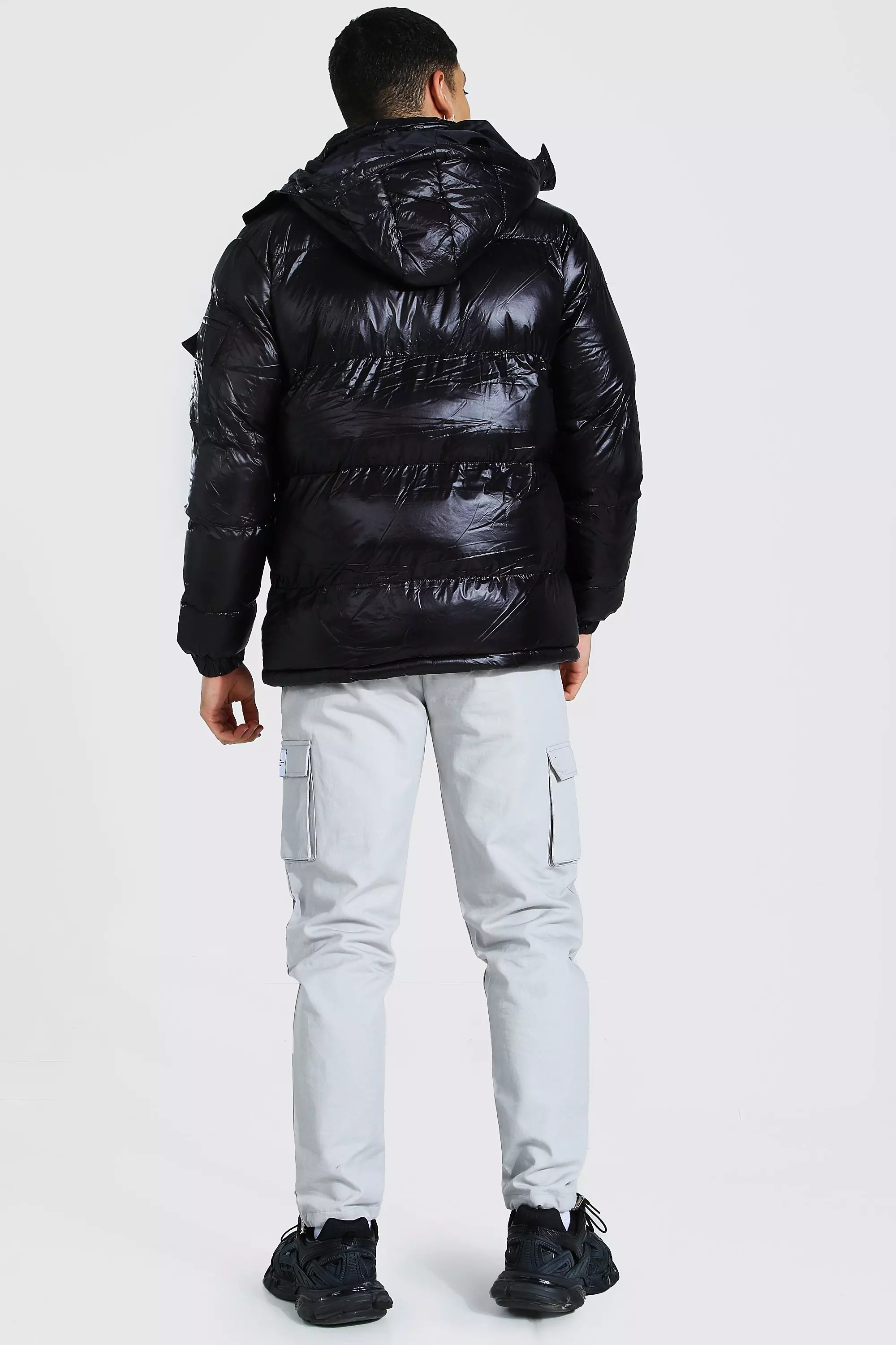 High Shine Hooded Puffer Jacket