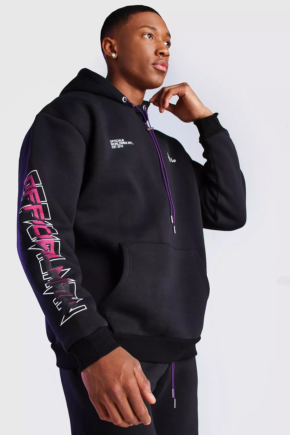 Black hoodie cheap with back print