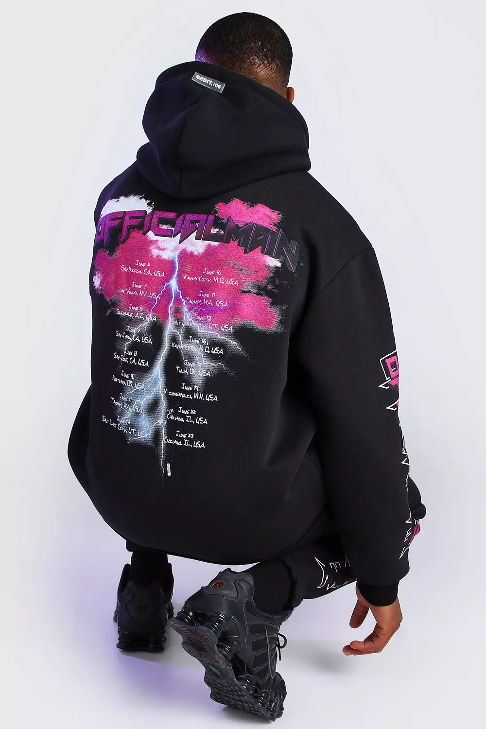 Oversized Official MAN Graphic Back Print Hoodie | boohooMAN USA