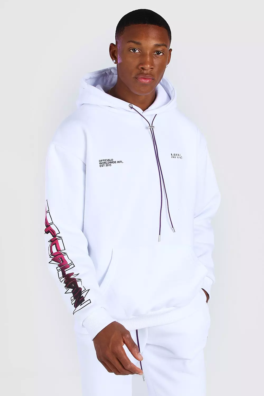 Oversized Official MAN Graphic Back Print Hoodie | boohooMAN USA